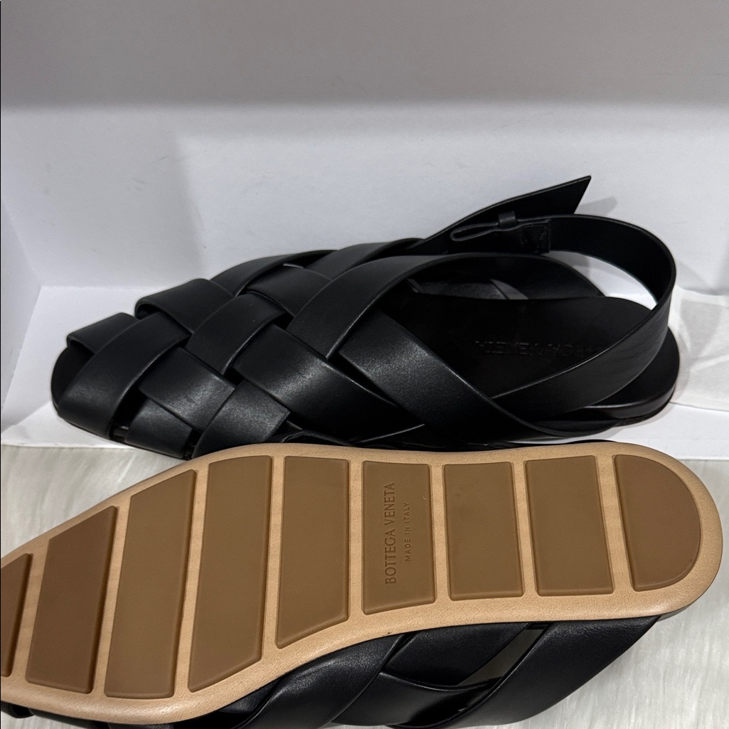 Bottega Veneta Black Woven Sandals